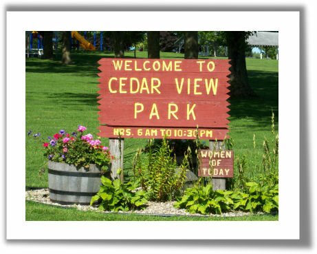 Sign at the entrance to Cedar View Park Nashua Iowa